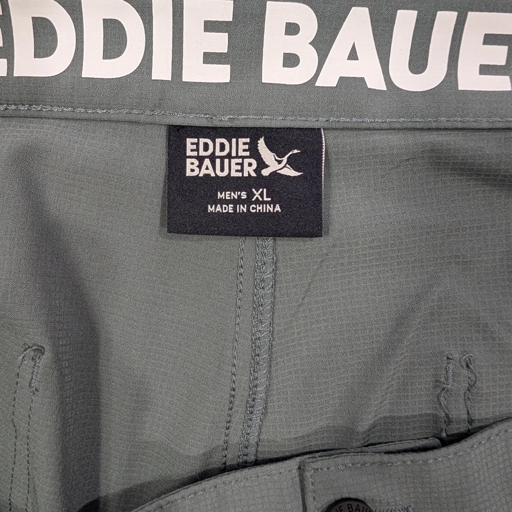 Eddie Bauer Flex Waist Tech Shorts | Sage Green Gray Performance Hiking Mens XL‎